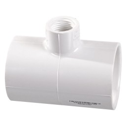 ADAPTATEUR EN "T" RÉDUIT COLLÉ FILETÉ FEMELLE PVC BLANC - 1 1/2" X 3/4" (COL X COL X FNPT)