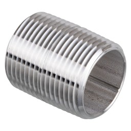 MAMELON CÉDULE 40 FILETÉ MÂLE INOX 316 - 1 1/4" X FERMÉ (MNPT X MNPT)