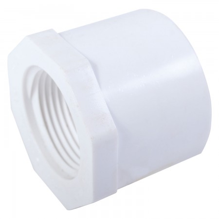 BUSHING REDUCER FLUSH STYLE FEMALE THREADED WHITE PVC - 1 1/2" X 1/4" (SPIG X FNPT)